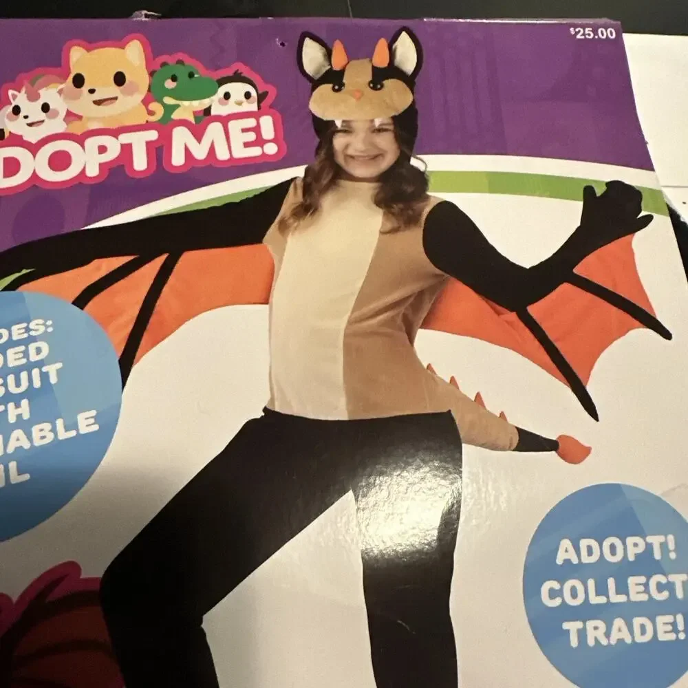 Adopt‎ Me Bat Dragon Kids Hooded Jumpsuit Halloween Costume 6/6X Small New